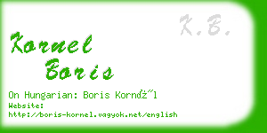 kornel boris business card